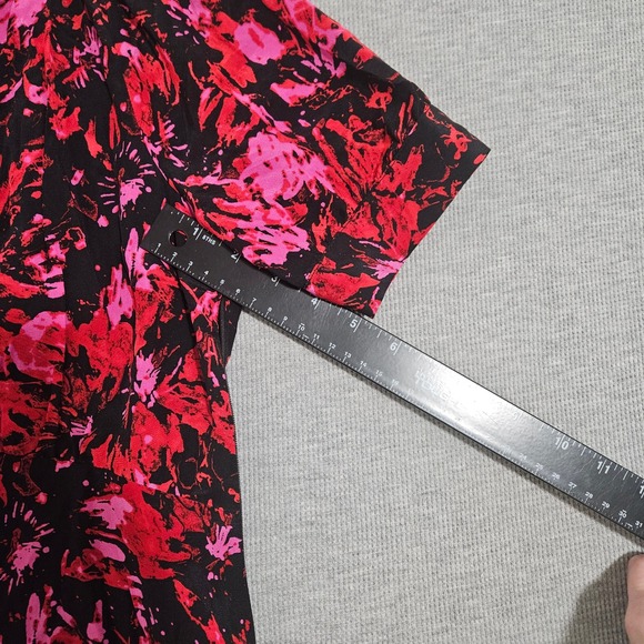 The Kooples Firework Print Midi Dress Black Red Pink V-Neck Size 1 FROB24151K - Picture 8 of 16